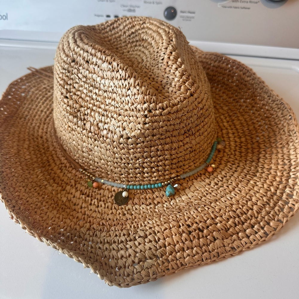San Diego Hat Company Sun Hat with turquoise beading